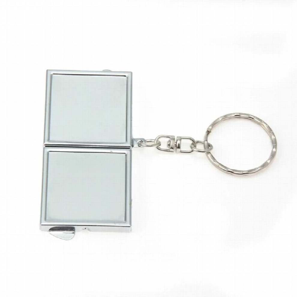 Small Foldable Cosmetic Mirror With Keychain Heat Transfer Print Sublimation Blank Key Chain Mini Metal Makeup Mirror