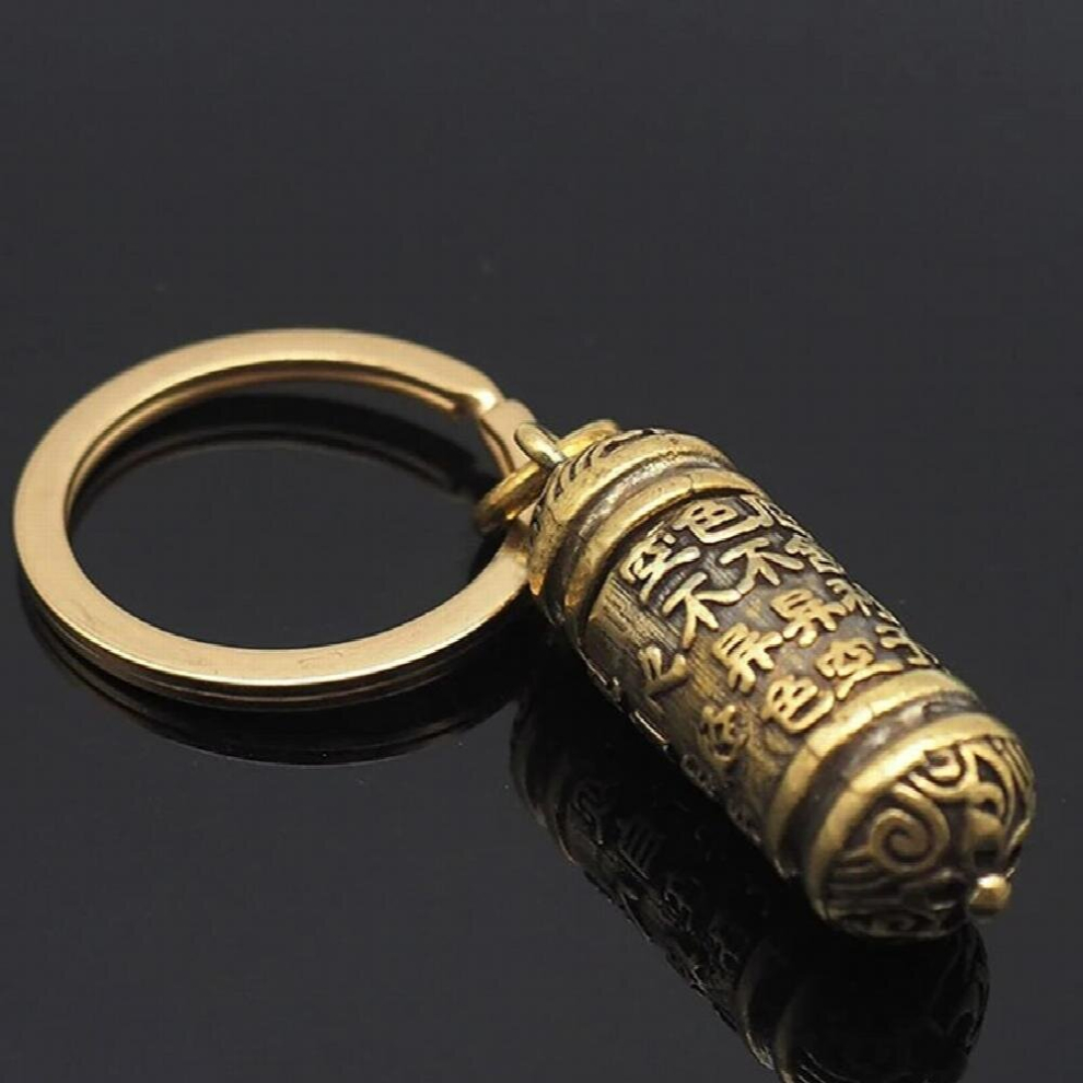 Multicoloured Hollow Brass Sutra Cylinder Pendant Keychain Pill Box Container Bottle Keychains