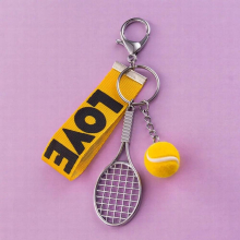 Mini Tennis Racket Keychain Novelty 3D Racquet Split Lightweight Games Creative Fashionable Keyfob for Tennis Team
