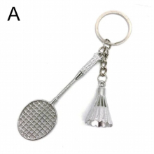 Antique Bronze Silver Metal Badminton Racket Keychain Mini Keychain For Woman Man Car Sports key Ring
