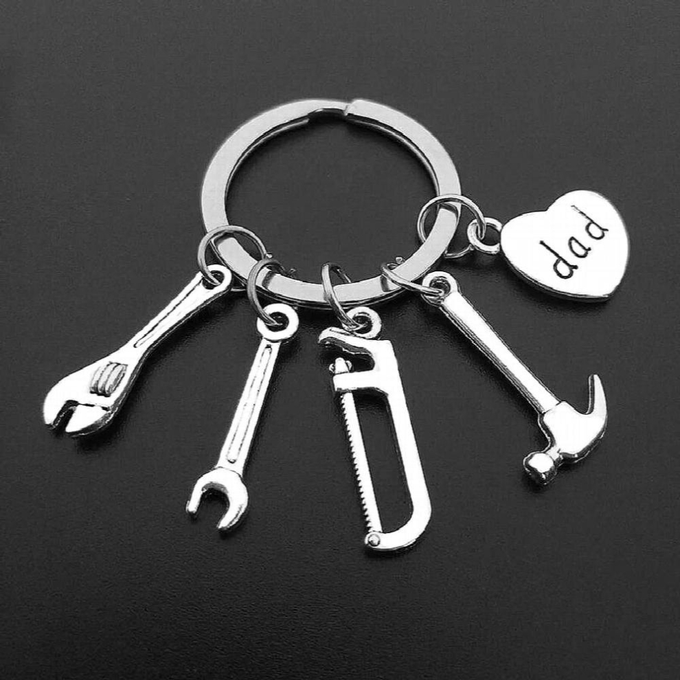 Daddy Keychain ,Tool Keychain, Hammer Wrench Charm Keychain Dad Charm Father Gift 885670433613