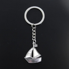 Keychain 30x25mm Boat Sailboat Pendants DIY Men Jewelry Car Key Chain Ring Holder Souvenir For Gift