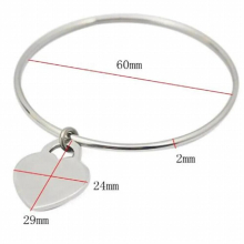 Silver Heart Charm Bracelet Women Stainless Steel Wire Bangle Bracelet Charm Jewelry High