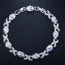 CWWZircons Classic Silver MultiColored Austrian Crystal Charm Bracelet for Wedding Bridesmaid Gift CZ Ladies Jewelry CB079