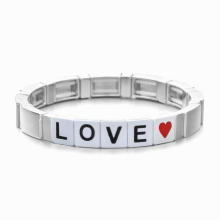 Metal Silver Love Beads Charm Bracelet Elastic Punk Bracelets for Women Jewelry Forever Gift