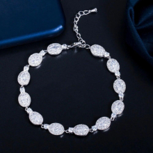 CWWZircons Adjustable Cubic Zirconia Silver Plated Charm Bracelet for Women Party Jewelry Accessories CB275