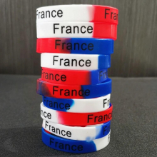 Bulk 15PCS National Flag Print Silicone Bracelets Red Sports Rubber Bangles Jewelry