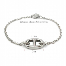 Silver European Charm Bracelet Women Girls Stainless Steel Link Chains Double D Charm Lobster Clasp Bracelet Bangle