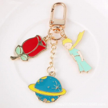 Rose Boy Pendant Alloy Little Prince Planet Universe Hanging Keychain Personality Student Bag Pendant