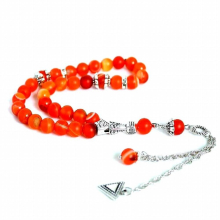 8mm natural Orange Stone Round Shape 33 Prayer Beads Islamic Muslim Tasbih Allah Mohammed Rosary For Men&Women