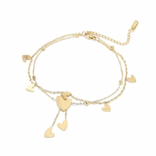 3pcs 316L Stainless Steel Charm Heart Love Anklets For Women Girl Multi-layer Chains Non-fading Jewelry Party