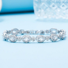 Colorful Zirconia Crystal Bracelet for Women Party Wedding Bridal Jewelry Silver Plated Rhinestone Oval Charm Bracelet