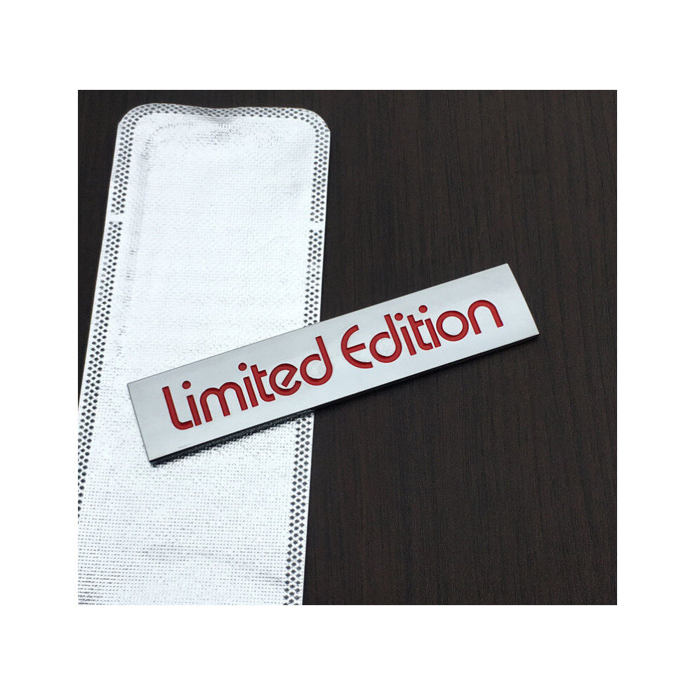 (Limited Edition L : 10.6*2.3Cm ) Metal Quattro Limited Edition Emblem Badge Sticker Silver/Red 4754135888816