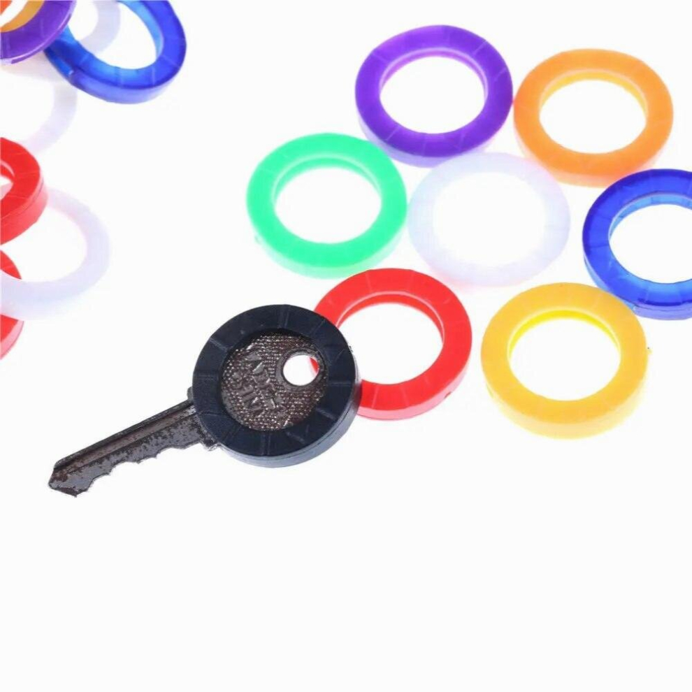 10/24Pcs Key Top Cover Head/Caps/Tags/Label Id Markers Mixed Toppers Silicone Coding Colorful Key Identifier Cover Keyring Rings 885670482055