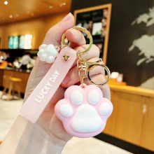 Cat Paw Colorful Keychain Soft Cartoon Creative Key Chain Backpack Accessories Jewelry Bag Pendent Gift for Woman Girls