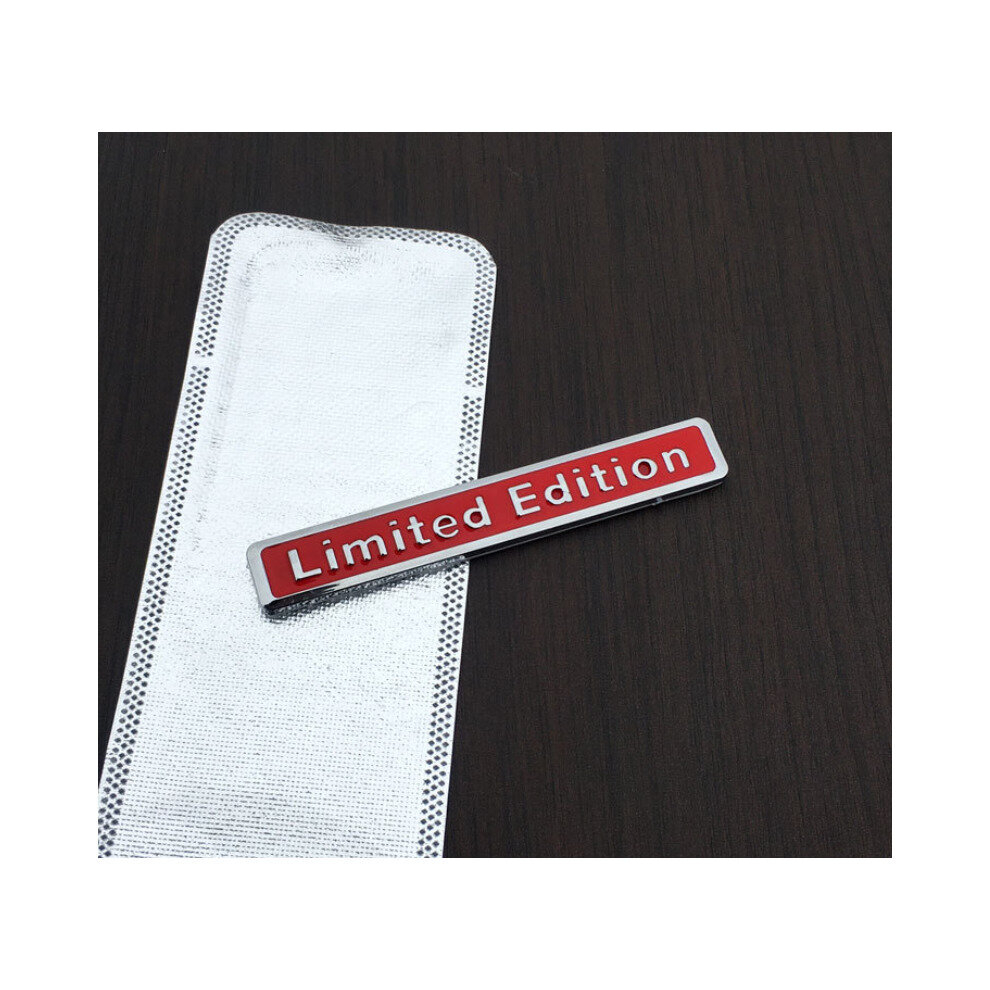 (Limited Edition L : 9.5*1.4Cm) Metal Quattro Limited Edition Emblem Badge Sticker Silver/Red 4754135888717