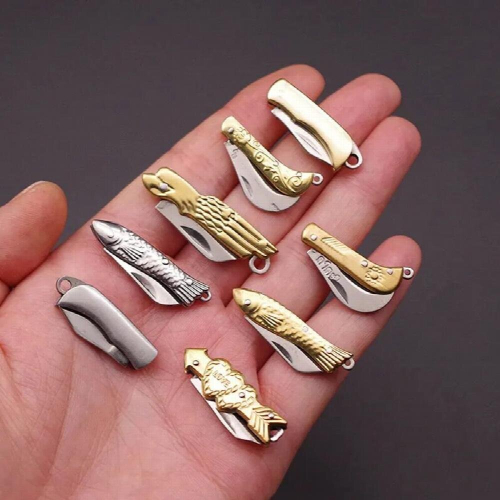 MINI Brass Folding Pocket Keychain Portable Folder Outdoor CampingTactical Rescue Tools Folding 2