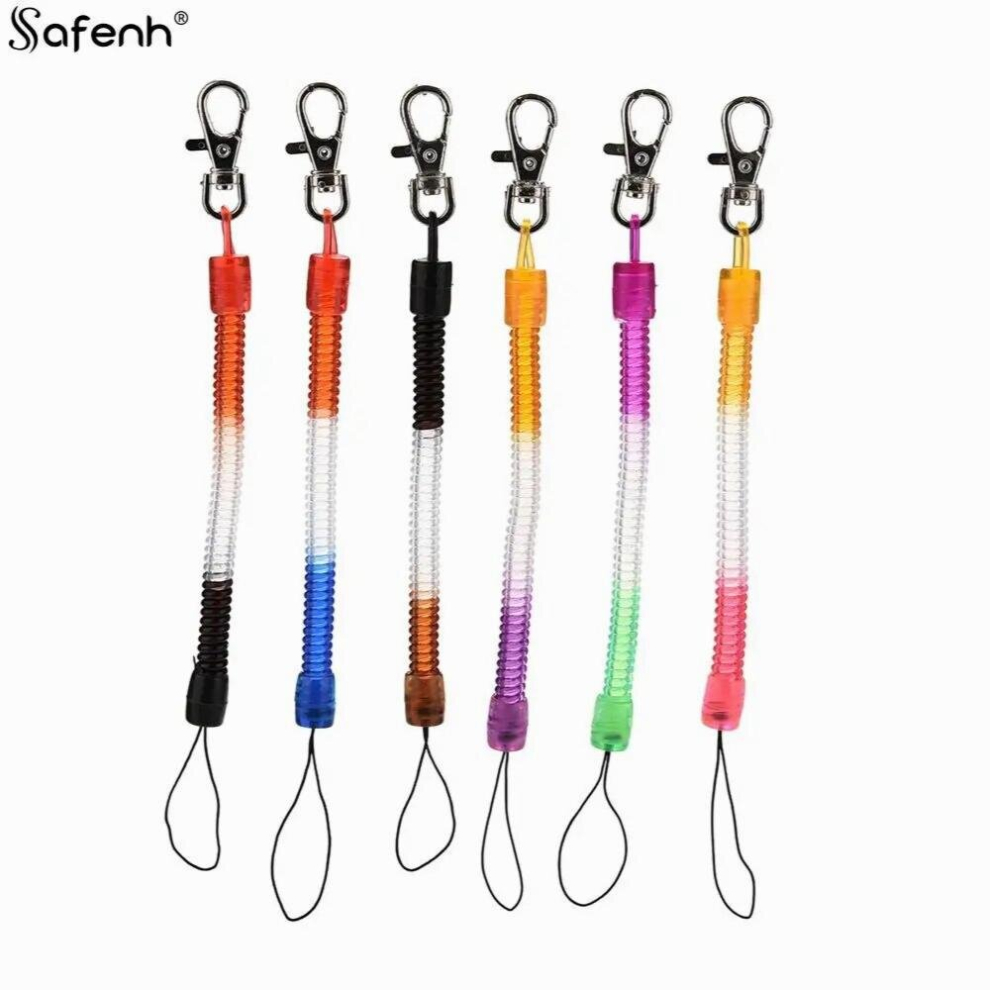 2Pcs Plastic Spring Coil Spiral Keychain Retractable Telephone Cord Spring Key Chain Mobile Phone Chain Elastic Rope Multicoloured 885670487104