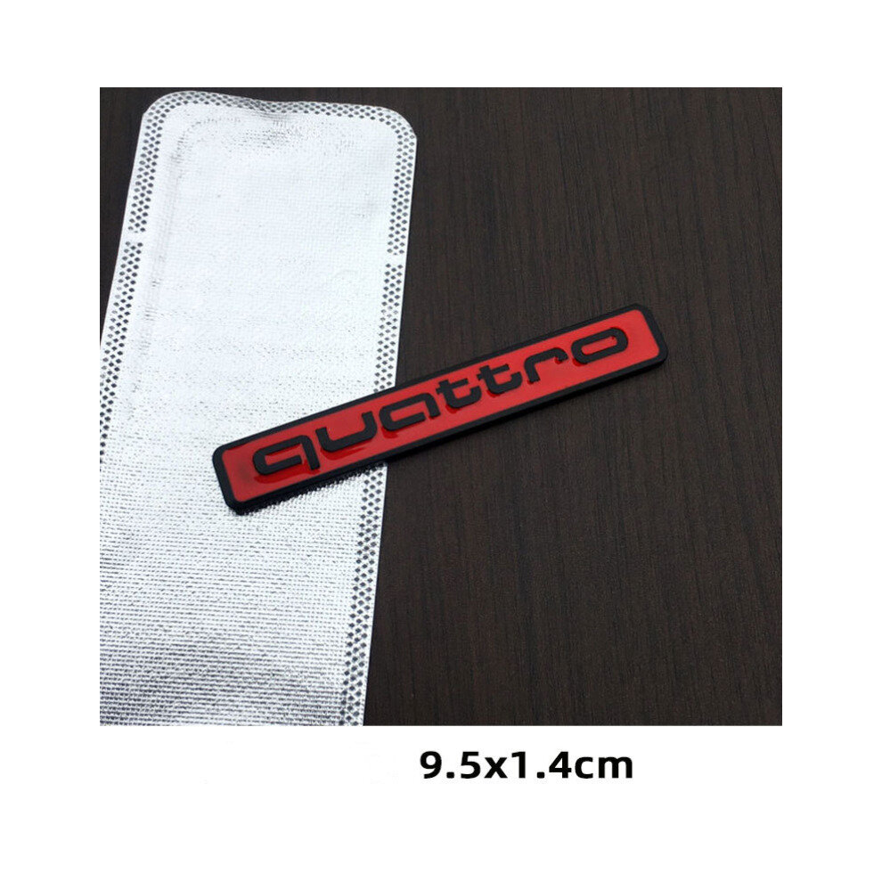 (Quattro Red Black L : 9.9*1.4CM ) Metal Quattro Limited Edition Emblem Badge Sticker