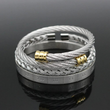 3PCS/Set Hot Men Cable Wire Bracelet Stainless Steel Roman Number Bangle Bracelet Pulseira Bileklik Men Gift