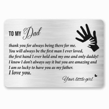 To My Dad Love Note Engraved Metal Wallet Inserts Card,Fathers for Dad from Daughter,Step Dad Gift for Birthday DIY