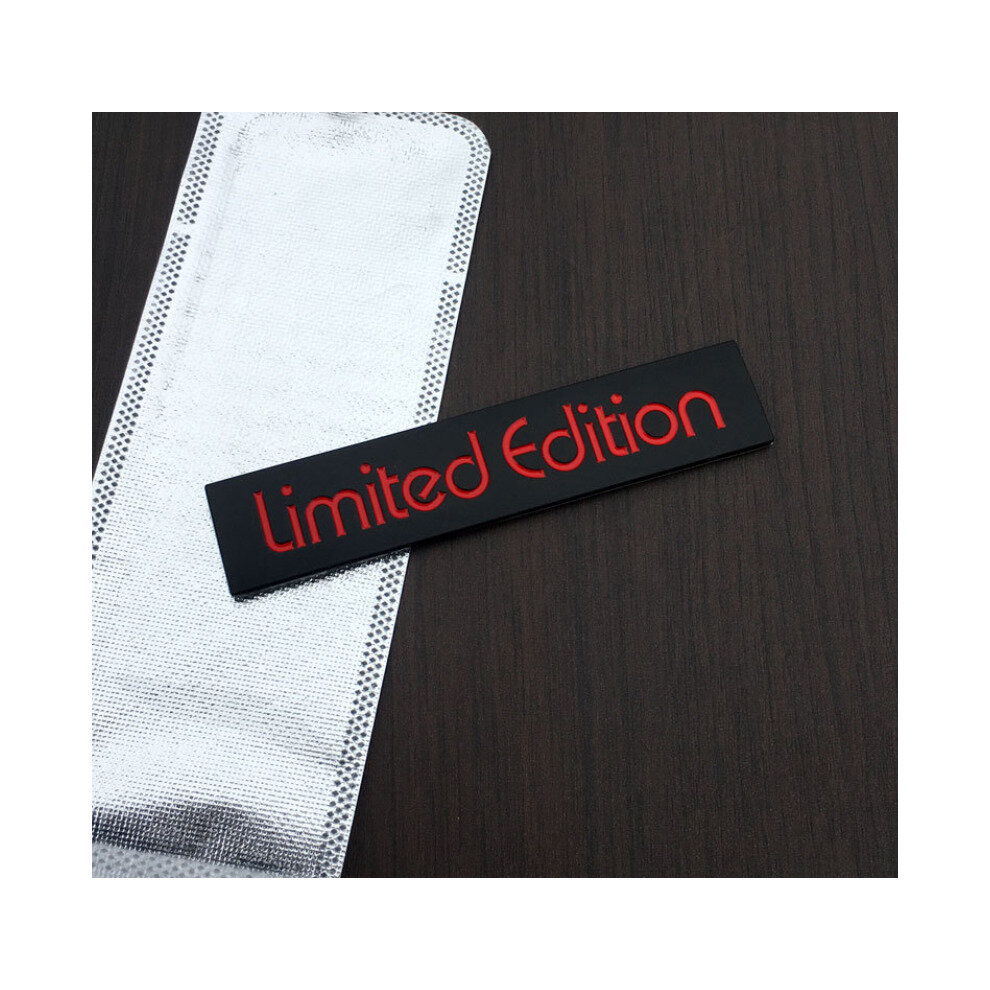 (Limited Edition L : 10.6*2.3Cm ) Metal Quattro Limited Edition Emblem Badge Sticker Black/Red 4754135888748