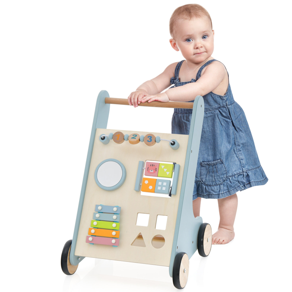 Wooden Baby Walker Push and Pull Learning Activity Walker Sit-to-Stand Walking