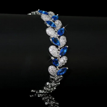 Female Branch Personalized Jewelry Leaves Charm Bracelet With Bling Zircon Silver Bracelet Bangle