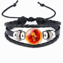 10PC Dragon Eyes Silver Plated Choker Bracelet Men Women Leather Bracelet Charms Accessories Jewelry Gift