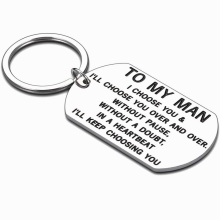 Valentines Keychain for Boyfriend Husband Anniversary Wedding from Wife Girlfriend Bride Presents To My Man Jewelry