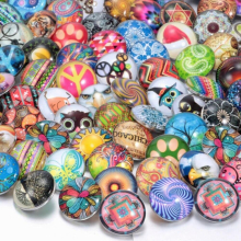 50pcs/lot Mixed 18mm glass snap button jewelry DIY glass button snaps fit snap button bracelet Jewelry