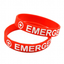 50PCS Emergency Band Silicone Bracelet Debossed and Ink Filled