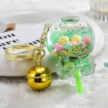 Oily Colored Lollipops Acrylic Keychains Floating Liquid Ball Keychain Women Girl Bag Car Pendant Key Chain Jewelry Gift