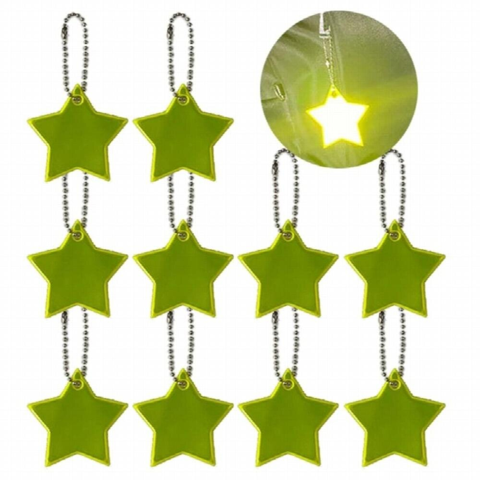10Pcs Child Safety Reflectors Keyrings Stylish Reflective Stars Gear Backpacks Strollers Jackets Safe Reflector Keychain Multicoloured
