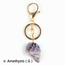 Amethysts Crystal Pendant Key Chain Ring Car Keychain Holder Women Girls BOHO Natural Stone Jewelry