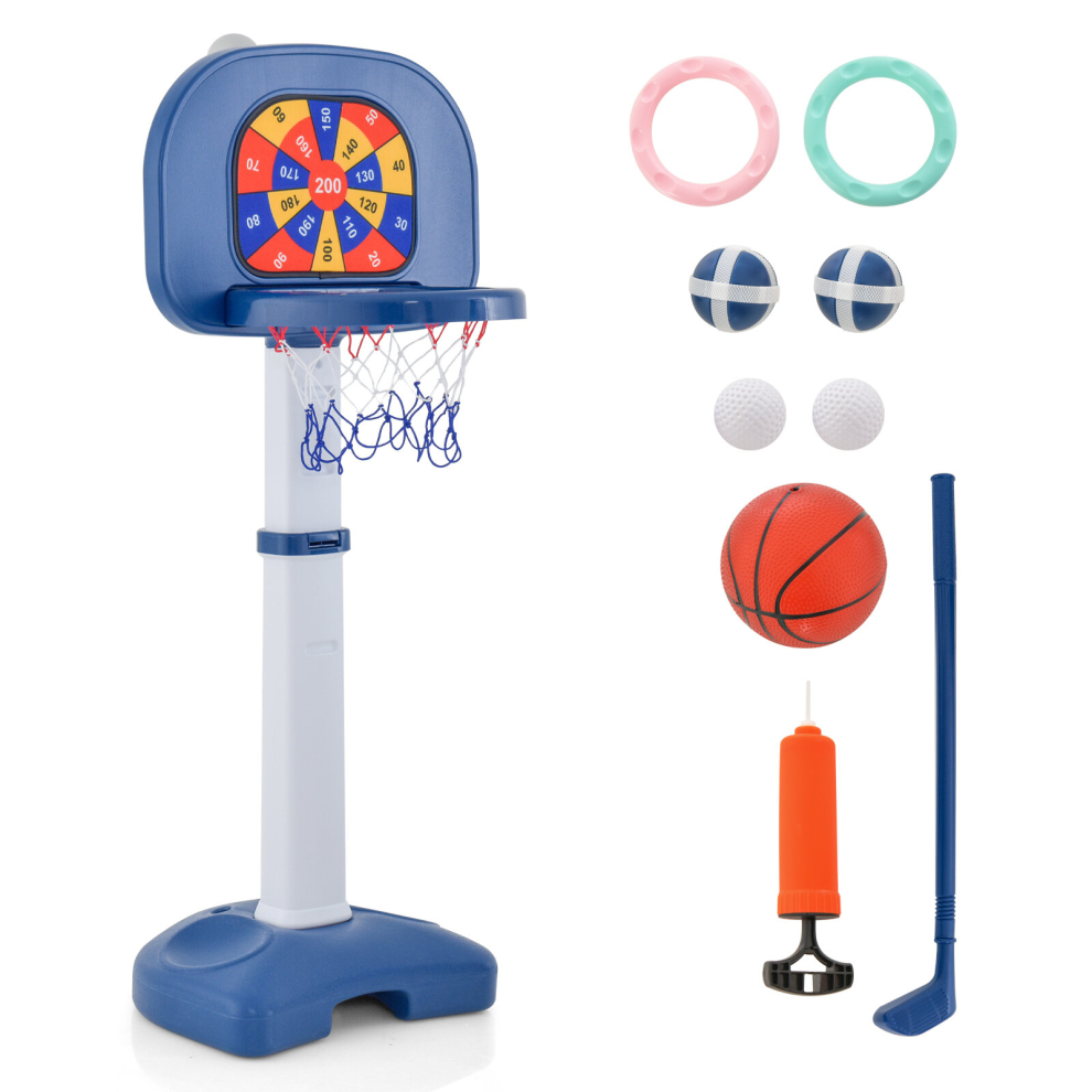 4-In-1 Kids Basketball Hoop Stand Ring Toss Sticky Ball Golf Play Set