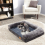 (M(80X60X8cm)) Bolster Orthopedic Dog Bed Sofa Washable Grey 2