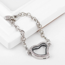 10Pcs Alloy Heart Locket Bracelet DIY Memory Bracelet For Women Party Gift Jewelry Accessories