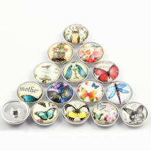 Mixed Styles 18mm Glass Button Ginger Snaps DIY Bracelet Necklace Snaps Jewelry accessory Snap Button