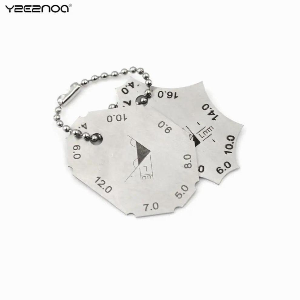 2Pcs/Set Welding Gauge Key Ring Mini Pocket Gage Key Chain Weld Seam Test Ulnar Inspection Ruler Welding Tools Stainless Steel 885670546078
