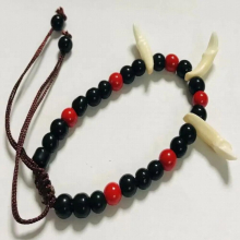 12 pcs boy mens Carved Amulet Tooth Adjustable Rope Bracelet Gift