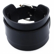 Boys Punk Leather Bracelet Black&Coffee Adjustable Buckle Bracelets 26.5 CM