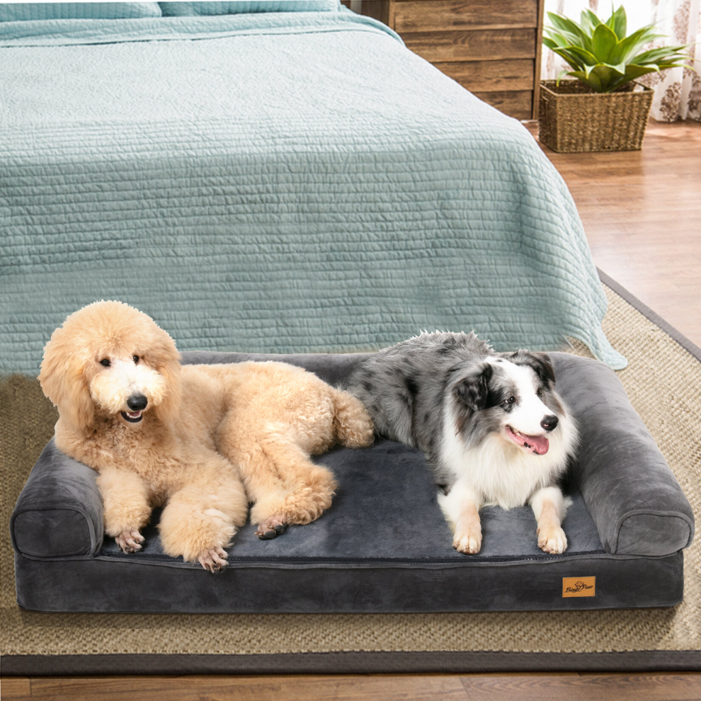 (XXL(135x100x12cm)) Bolster Orthopedic Dog Bed Sofa Washable Grey-image-OPC-PCWK5V2-NEW