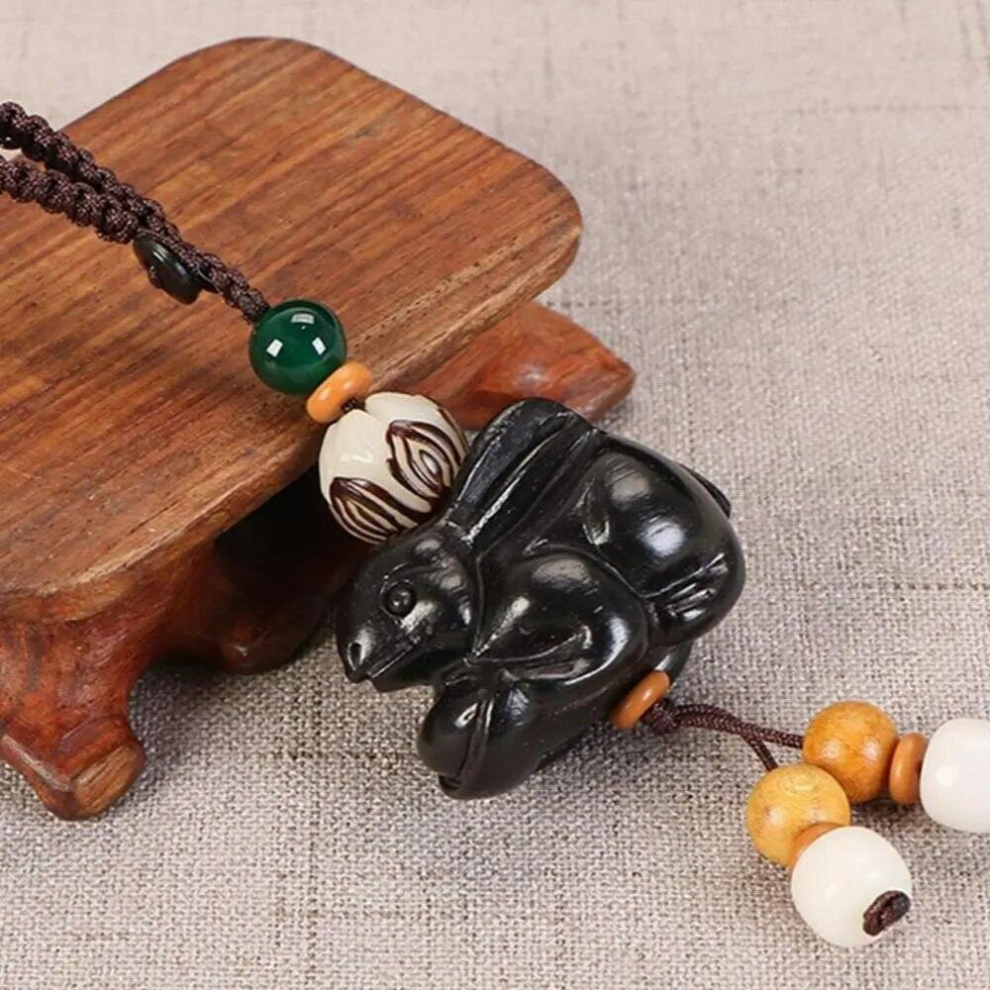 Peach Wood Phone Pendent Rabbit Mobile Phone Ring Key Chain Strap Chinese Zodiac Pendant Chinese Style Pendant Multicoloured 885670552048