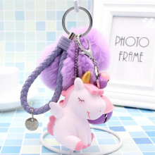 Unicorn Hair Ball Keychain Ladies Bag Pendant Keychain Plush Ball Fluffy Artificial Rabbit Hair Keychain Girl Key Pendant