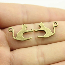 20pcs 19x14mm Pendant Cat Cat Charm Pendants For Jewelry Making 2 Colors Cat Pendants