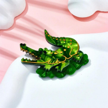 Acrylic Cartoon Green Crocodile Brooches For Unisex Kids Pins Badges Accessories Punk Christmas Jewelry
