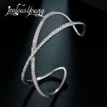 Classic Silver Adjustable Bracelets & Bangles Inlay Round Cubic Zircon Stone Charm Bracelet AB115