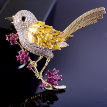 Full Rhinestone Dove Bird Brooch Pin - Gold/Silver, Unisex Collar & Scarf Decoration, Gift Box