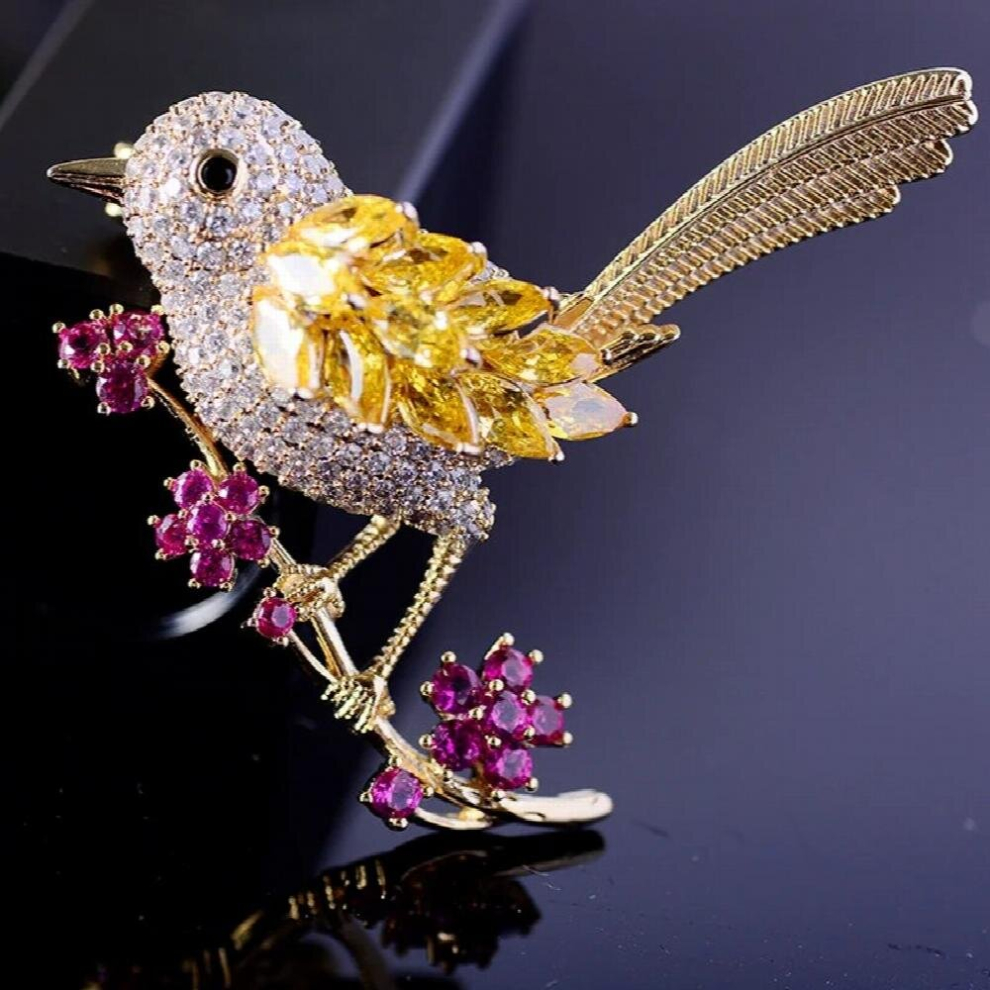 Lady Animal Brooch Zircon And Pearl Bird Brooch Ladies Clothes Decorative Brooch Jewelry White
